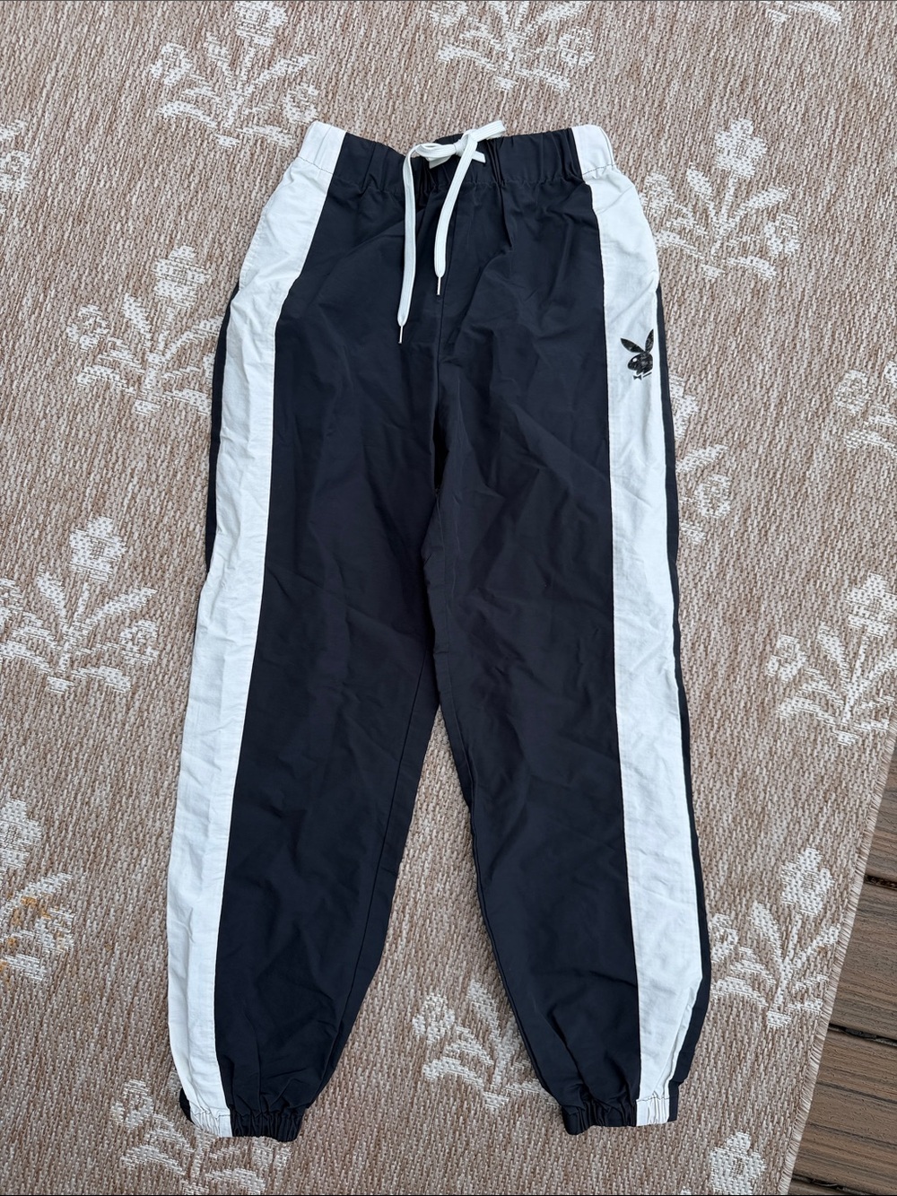 PLAYBOY by PacSun Black and White Side-Stripe Joggers